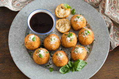 Bacon Arancini with Black Currant Dipping Sauce