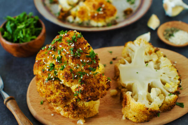 Spiced, Roasted Cauliflower with Black Garlic Yoghurt